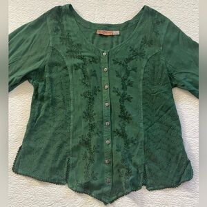 Agan Traders Gypsy Medieval Bohemian Victorian Embroidered Women's Top Sz 2X